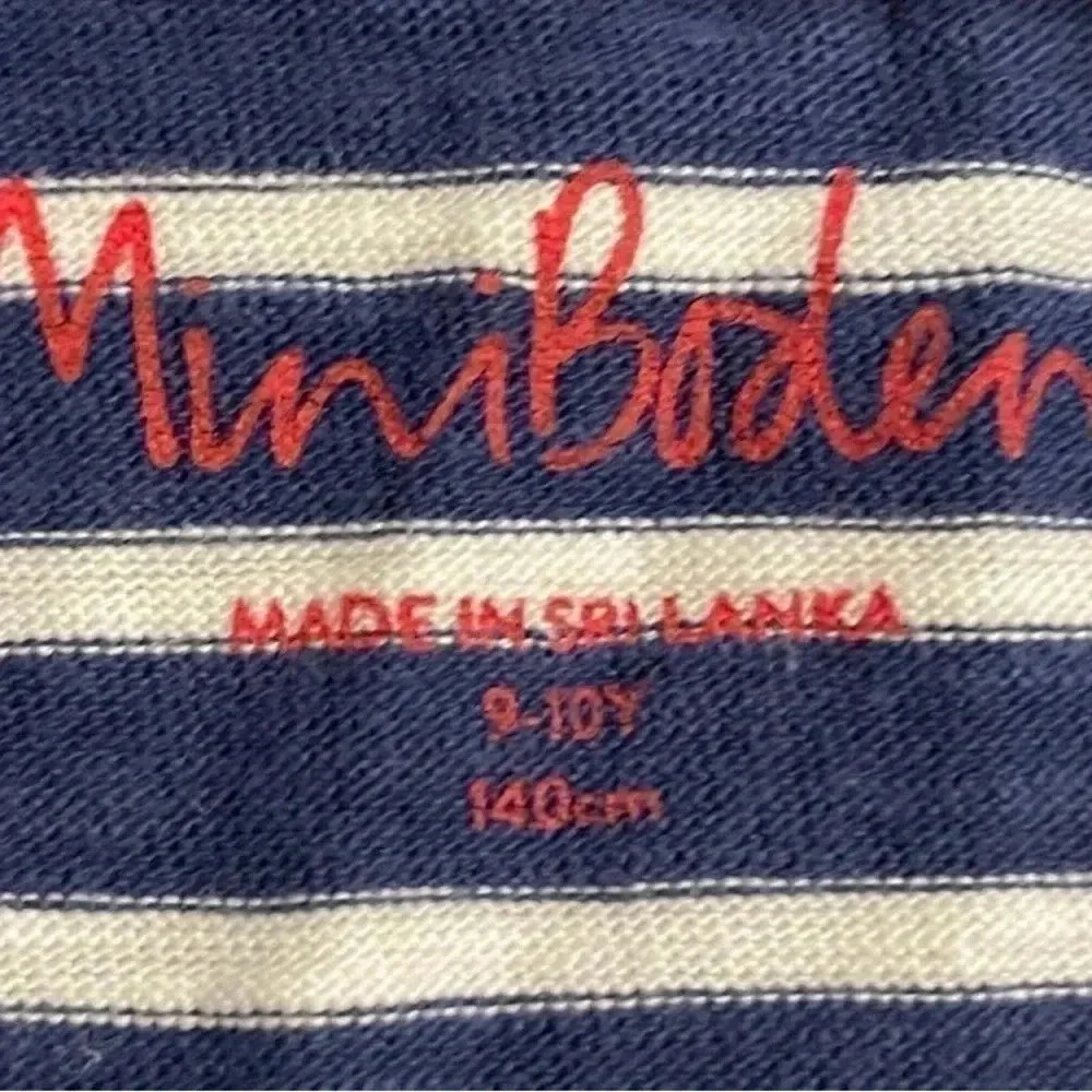 Mini Boden Blue Stripe Fun Pocket Jersey Dress Cotton Above Knees SZ L( 9-10)